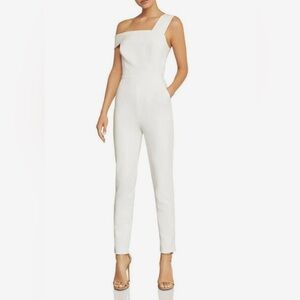 NWT - BCBGMAXAZRIA White Haida One-shoulder Jumpsuit - Size 6